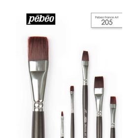Pebeo 205 NO:3-4 Düz Kesik Siyah Sentetik Kıl Kısa Sap Fırça