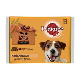 Pedigree 4x100 gr Multipack Biftek Kuzu Hindi Havuç Köpek Poşet Köpek Maması