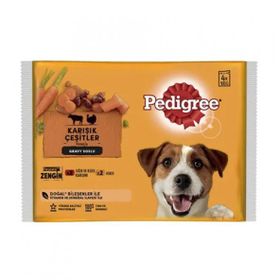 Pedigree 4x100 gr Pouch Sığır Etli Kuzulu ve Hindili Yetişkin Köpek Konservesi