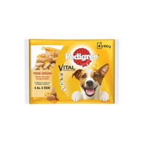 Pedigree Biftekli, Kuzulu, Hindili, Havuçlu 4 x 100 gr Yaş Mama Poşet