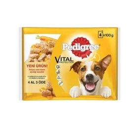 Pedigree Biftekli, Kuzulu, Hindili, Havuçlu 4 x 100 gr Yaş Mama Poşet