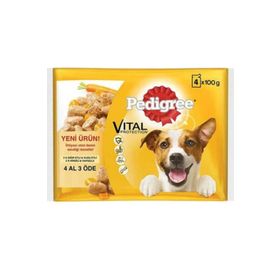 Pedigree Biftekli, Kuzulu, Hindili, Havuçlu 4 x 100 gr Yaş Mama Poşet