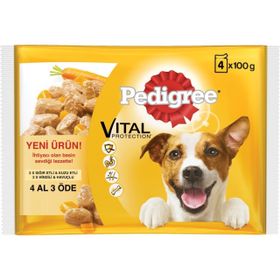 Pedigree Multipack Biftek ve Kuzu - Hindi ve Havuç 4x100 gr Köpek Konserve Pouch