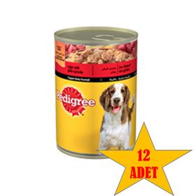 Pedigree Sığır Etli ve Biftekli 12x400 gr Yetişkin Köpek Konserve