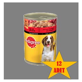 Pedigree Sığır Etli ve Biftekli 12x400 gr Yetişkin Köpek Konserve