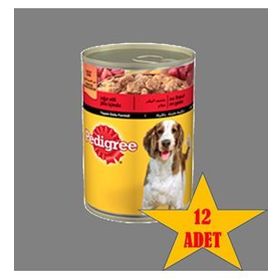Pedigree Sığır Etli ve Biftekli 12x400 gr Yetişkin Köpek Konserve
