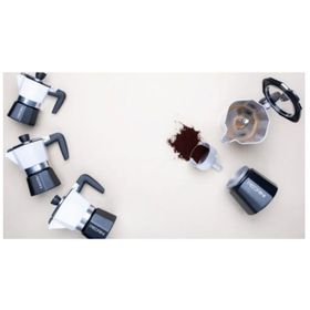 Pedrini Siyah Beyaz Şeffaf Kapaklı 3 Cups Moka Pot