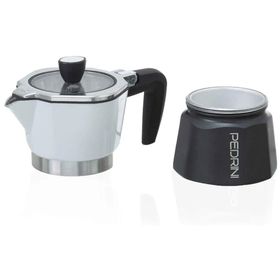 Pedrini Siyah Beyaz Şeffaf Kapaklı 3 Cups Moka Pot