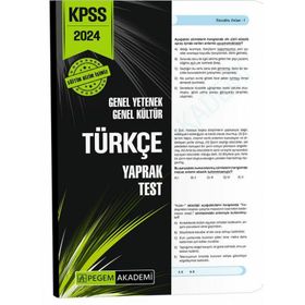 Pegem Akademi Yayınları 2024 Kpss Genel Yetenek Genel Kültür Türkçe Yaprak Test