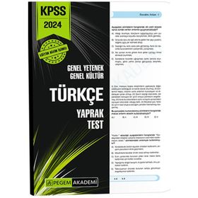 Pegem Akademi Yayınları 2024 Kpss Genel Yetenek Genel Kültür Türkçe Yaprak Test
