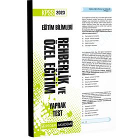 Pegem Yayınları 2023 KPSS Eğitim Bilimleri Rehberlik ve Özel Eğitim Yaprak Test