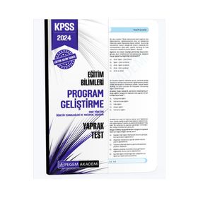Pegem Yayınları 2024 KPSS Eğitim Bilimleri Program Geliştirme Yaprak Test
