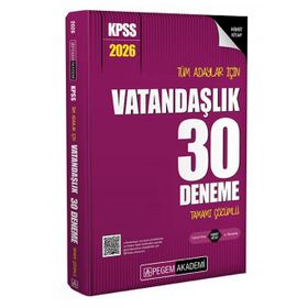 Pegem Yayınları 2026 KPSS Tüm Adaylar İçin Vatandaşlık Tamamı Çözümlü 30 Deneme