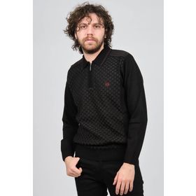 Pelikan 1577418 Siyah Fermuarlı Polo Yaka Erkek Kazak