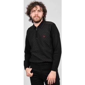 Pelikan 1577418 Siyah Fermuarlı Polo Yaka Erkek Kazak