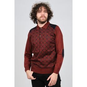 Pelikan 1577429 Bordo Desenli Dirsek Detaylı Polo Yaka Erkek Kazak