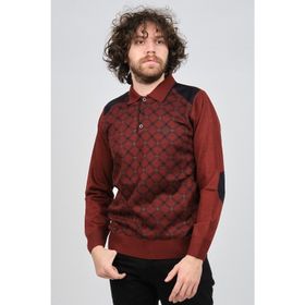 Pelikan 1577429 Bordo Desenli Dirsek Detaylı Polo Yaka Erkek Kazak