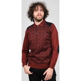 Pelikan 1577429 Bordo Desenli Dirsek Detaylı Polo Yaka Erkek Kazak