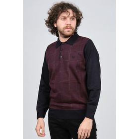 Pelikan 1577430 Bordo Desenli Polo Yaka Erkek Kazak