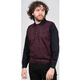 Pelikan 1577430 Bordo Desenli Polo Yaka Erkek Kazak