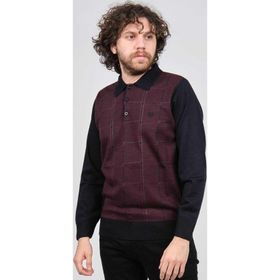 Pelikan 1577430 Bordo Desenli Polo Yaka Erkek Kazak