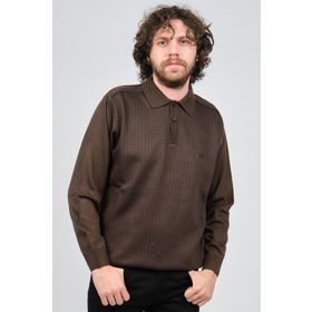 Pelikan 1578417 Kahverengi Desenli Polo Yaka Erkek Kazak