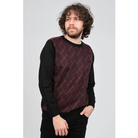 Pelikan 1579330 Bordo Çizgili Desenli Bisiklet Yaka Erkek Kazak