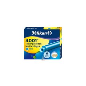 Pelikan 4001 Turkuaz 6'lı Dolmakalem Kartuşu