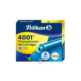 Pelikan 4001 Turkuaz 6'lı Dolmakalem Kartuşu