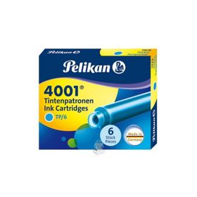 Pelikan 4001 Turkuaz 6'lı Dolmakalem Kartuşu