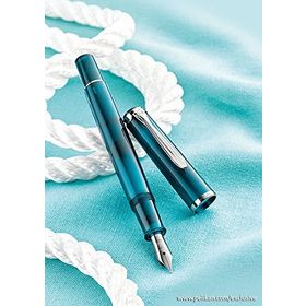 Pelikan 802390 Klasik Seri Special Edition M205 Aquamarine Dolma Kalem - F Uç