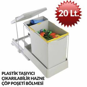 Pelikan 81550 Raylı Dolap İçi 20 lt Gri Çöp Kovası