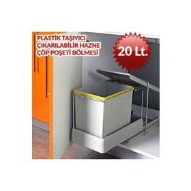 Pelikan 81550 Raylı Dolap İçi 20 lt Gri Çöp Kovası