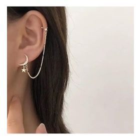 Pelin Aksesuar Ay Yıldız Piercing Küpe