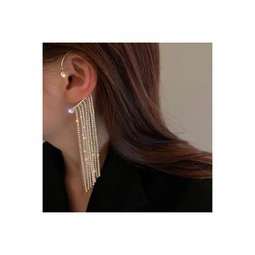 Pelin Aksesuar Gold Taş Sallantılı Sol Kulak Aksesuarı