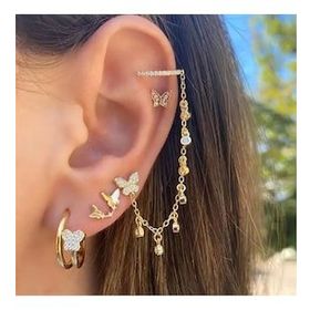 Pelin Aksesuar Kelebekli Kulak Aksesuarı Piercing Küpe Seti