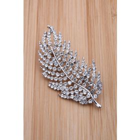 Pelin Aksesuar Silver Taşlı Tüy Şekilli Broş