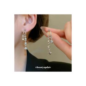 Pelin Aksesuar Taşlı Silver Yıldız Küpe