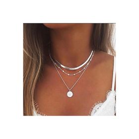 Pelin Aksesuar Üçlü Plaka Silver Renk Kolye