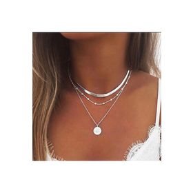 Pelin Aksesuar Üçlü Plaka Silver Renk Kolye