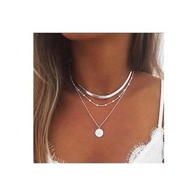 Pelin Aksesuar Üçlü Plaka Silver Renk Kolye