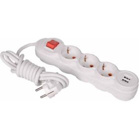 Pelsan 3'lü 2 m Çocuk Korumalı USB'li Anahtarlı Beyaz Topraklı Priz