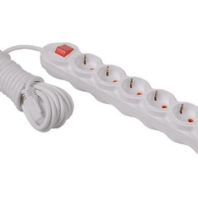 Pelsan 6'lı 3 mt Çocuk Korumalı Topraklı Beyaz Anahtarlı Priz