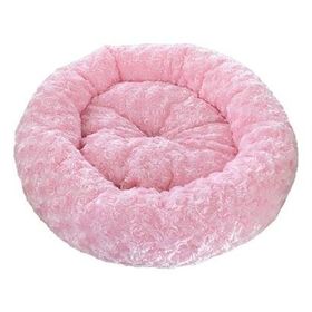 Peluş Pembe 50x50 cm Yuvarlak Kedi Köpek Yatağı