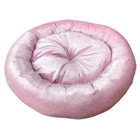 Peluş Pembe 50x50 cm Yuvarlak Kedi Köpek Yatağı