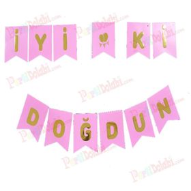 Pembe Gold Doğum Günü Süsü İyi Ki Doğdun Yazı