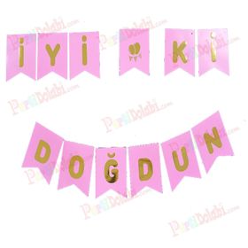 Pembe Gold Doğum Günü Süsü İyi Ki Doğdun Yazı