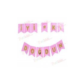 Pembe Gold Doğum Günü Süsü İyi Ki Doğdun Yazı
