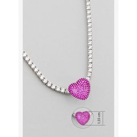Pembe Kalp 18 Ayar Beyaz Altın Kaplama Gümüş Charm
