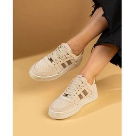 Pembe Potin 001-1005-24 Bej Kahve Kadın Sneaker Ayakkabı